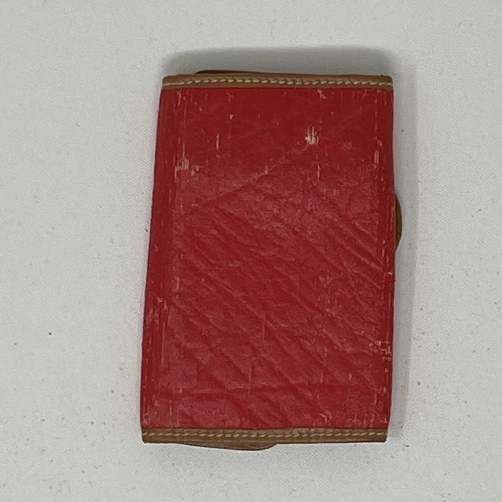 Fendi Red Brown Leather Envelope 6 Key Chain for Women, Logo Accent, 4x2.5in